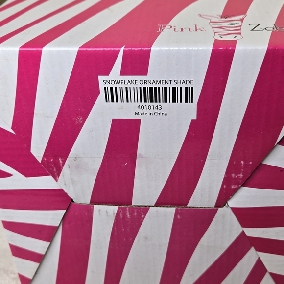 Pink Zebra Snowflake Silver Ornament Accent Shade - Picture 7 of 8